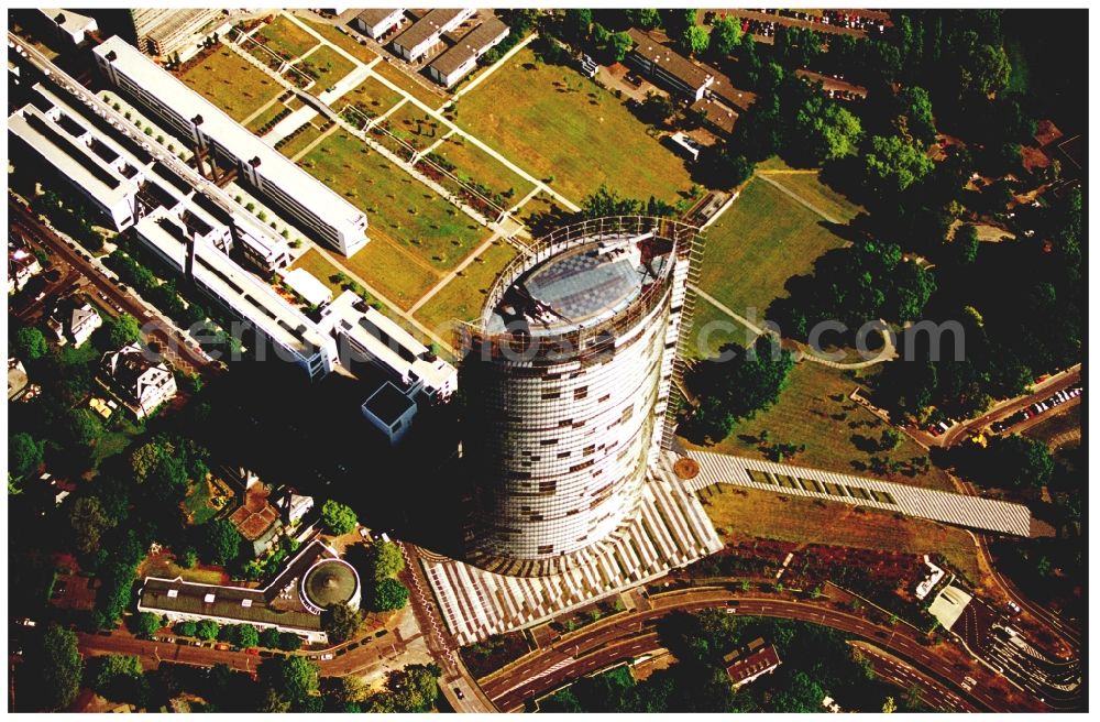 Aerial image Bonn - Office and corporate management high-rise building Post Tower on Charles-de-Gaulle-Strasse in the district Gronau in Bonn in the state North Rhine-Westphalia, Germany