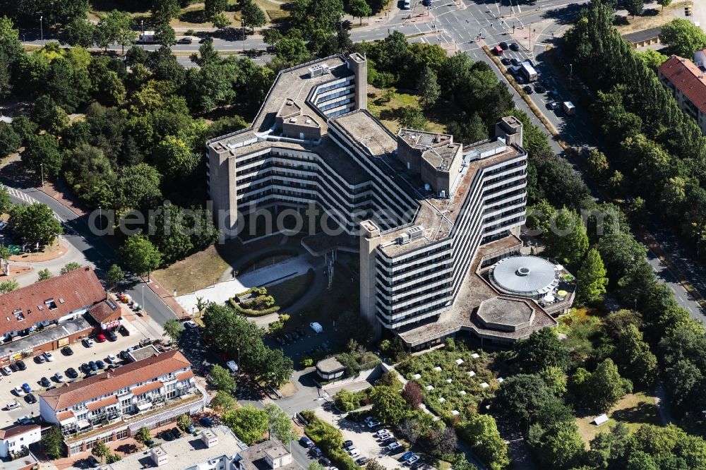 Hannover from the bird's eye view: Office and corporate management high-rise building von Preussenelektra GmbH in Hannover in the state Lower Saxony, Germany