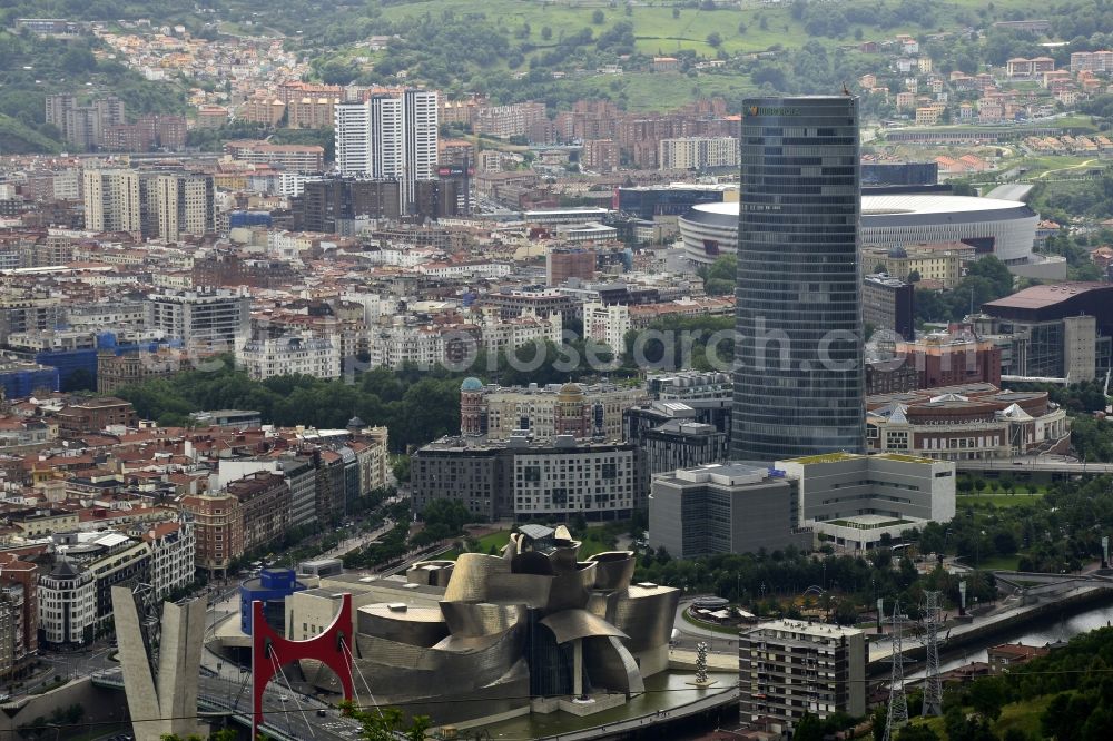 Aerial image Bilbo - Office and corporate management high-rise building Torre Iberdrola on Euskadi Plaza in Bilbo in Euskadi, Spain