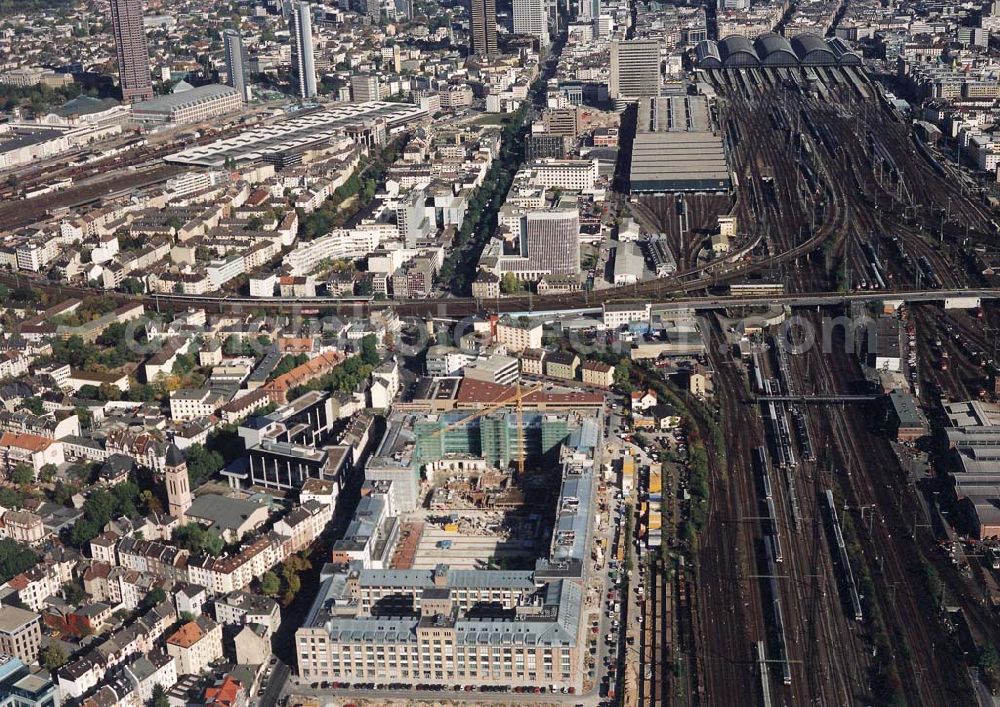 Aerial photograph Frankfurt am Main - Büro- und Verwaltungsbau Galluspark am Frankfurter Hauptbahnhof