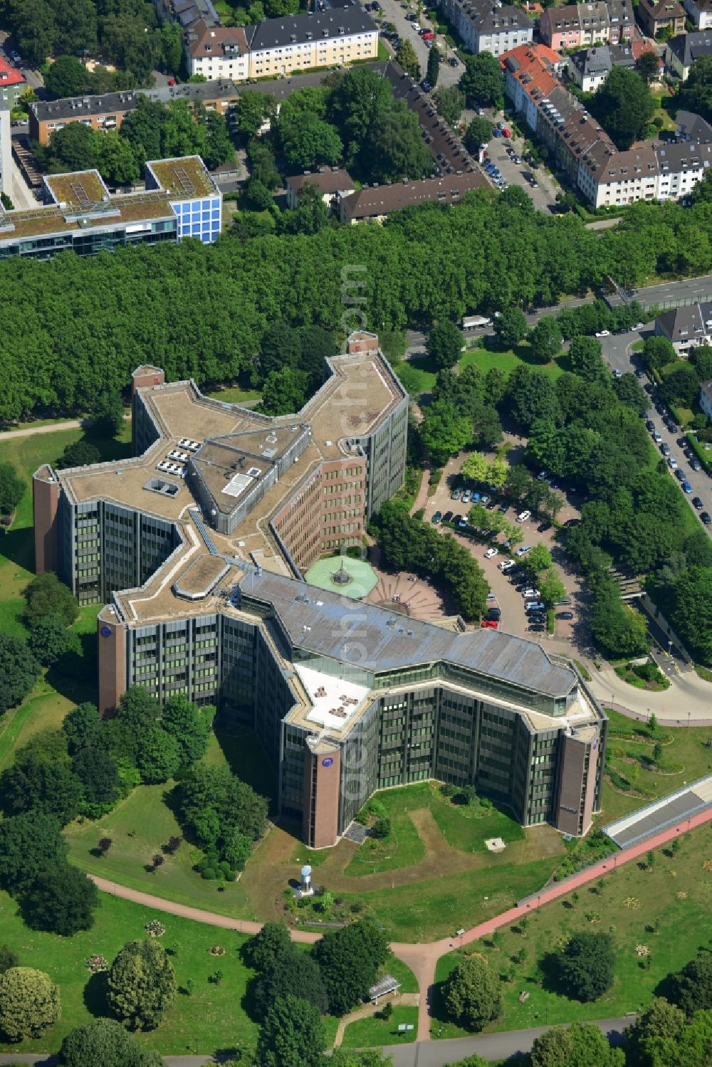 Dortmund from above - Office and administration buildings of the insurance company Signal Iduna Dortmund in North Rhine-Westphalia