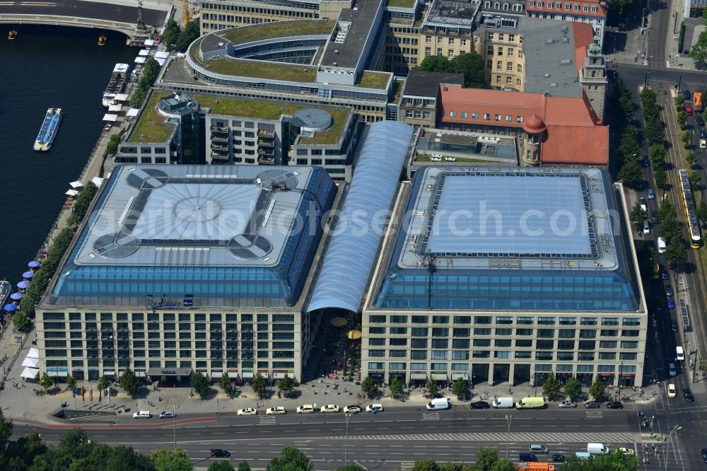 Berlin Mitte from the bird's eye view: Office, residential and commercial building ensemble City Quartier Berlin Domaquaree in the city center Mitte district of Berlin