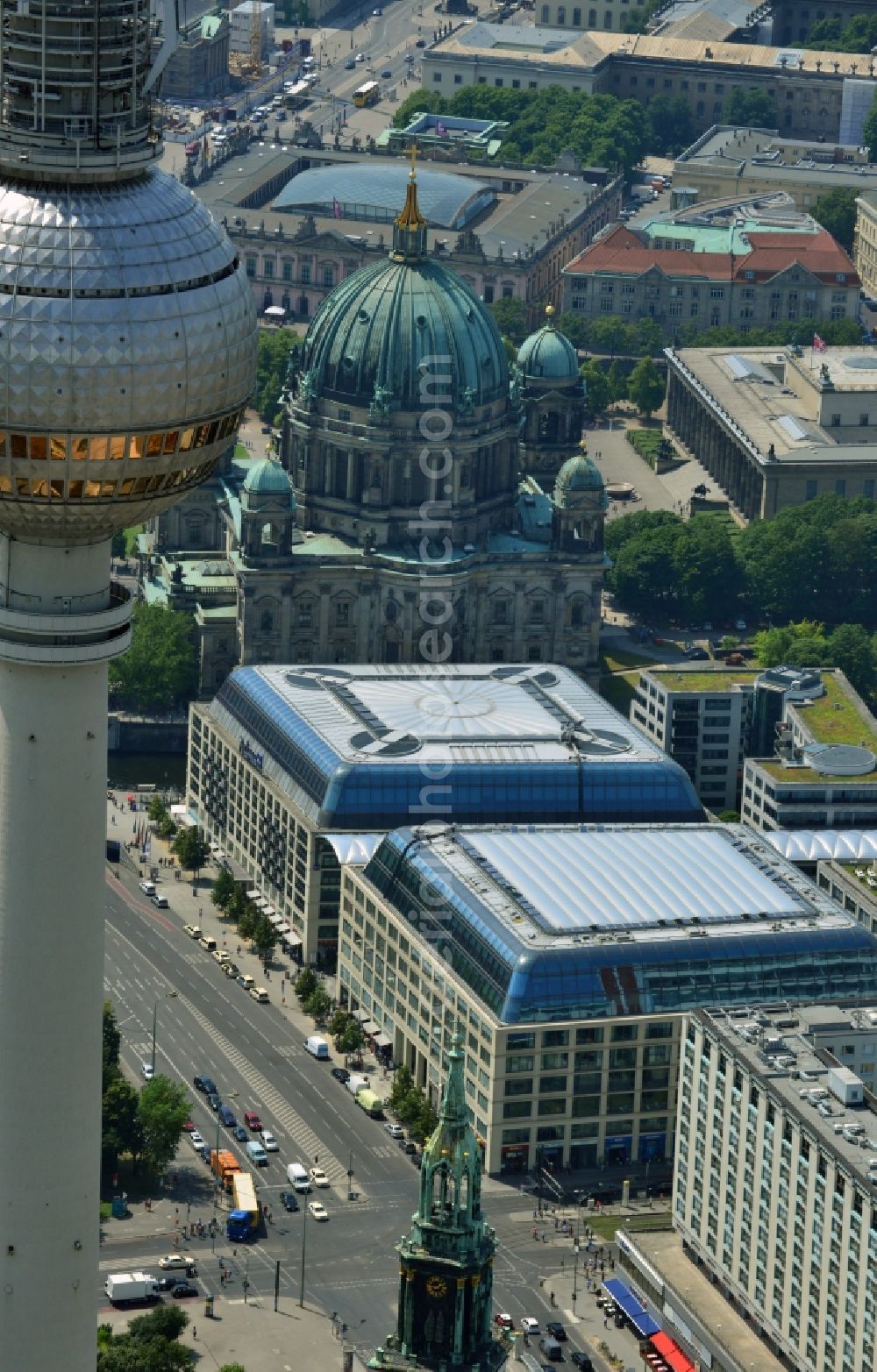 Berlin Mitte from above - Office, residential and commercial building ensemble City Quartier Berlin Domaquaree in the city center Mitte district of Berlin