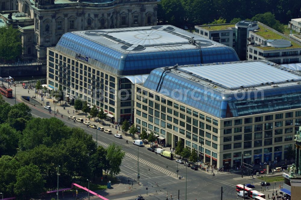 Berlin Mitte from above - Office, residential and commercial building ensemble City Quartier Berlin Domaquaree in the city center Mitte district of Berlin