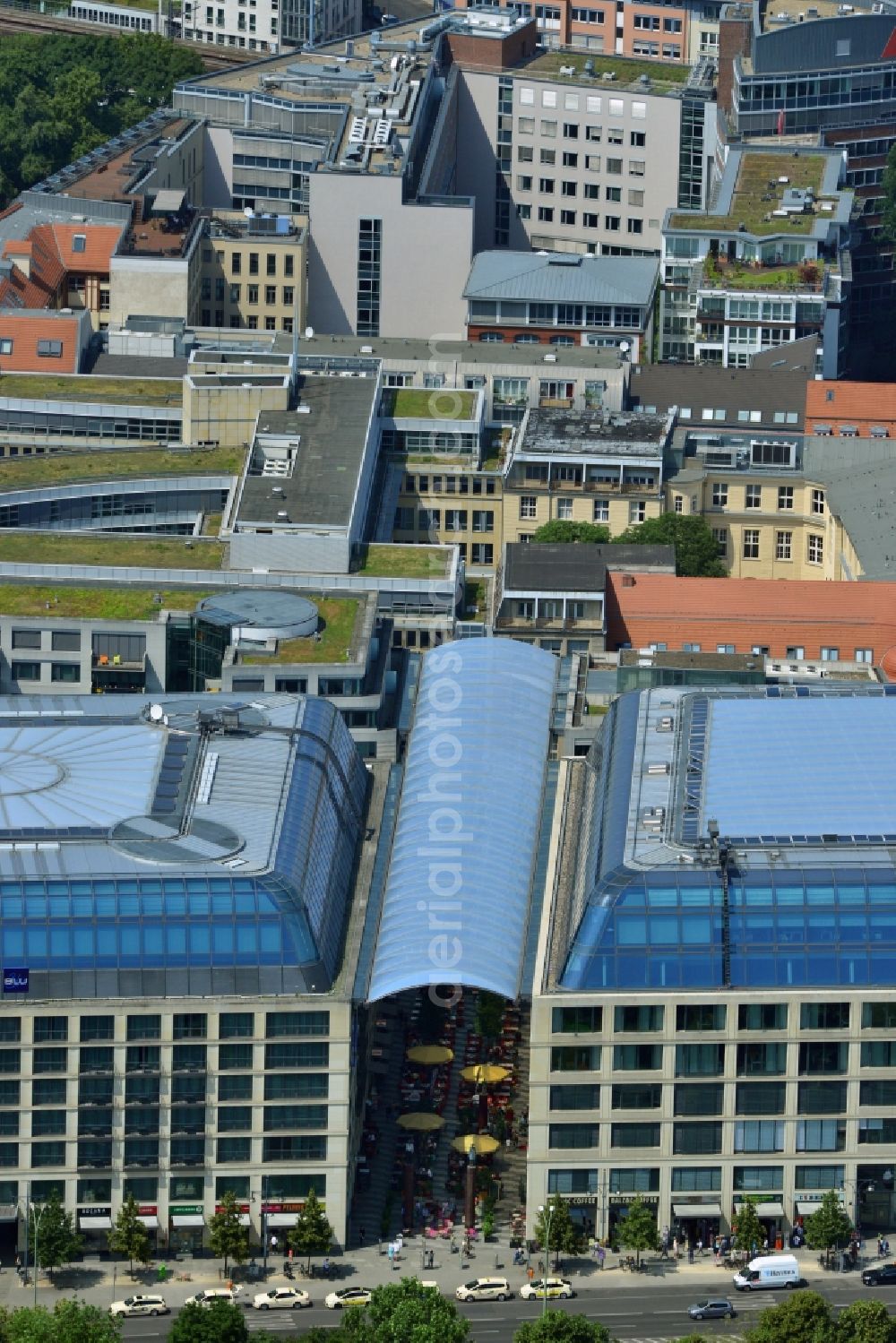 Berlin Mitte from the bird's eye view: Office, residential and commercial building ensemble City Quartier Berlin Domaquaree in the city center Mitte district of Berlin