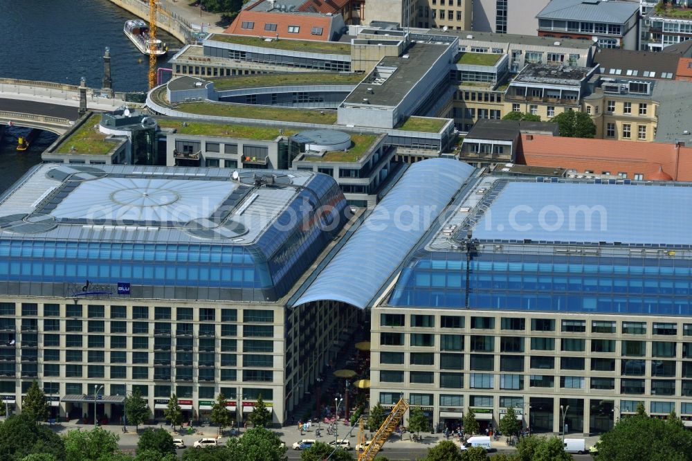 Aerial image Berlin Mitte - Office, residential and commercial building ensemble City Quartier Berlin Domaquaree in the city center Mitte district of Berlin