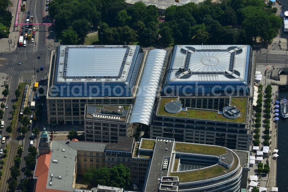 Berlin Mitte from the bird's eye view: Office, residential and commercial building ensemble City Quartier Berlin Domaquaree in the city center Mitte district of Berlin