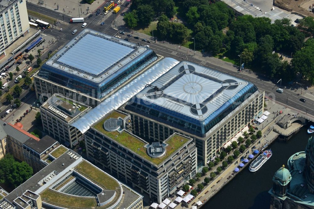 Aerial image Berlin Mitte - Office, residential and commercial building ensemble City Quartier Berlin Domaquaree in the city center Mitte district of Berlin