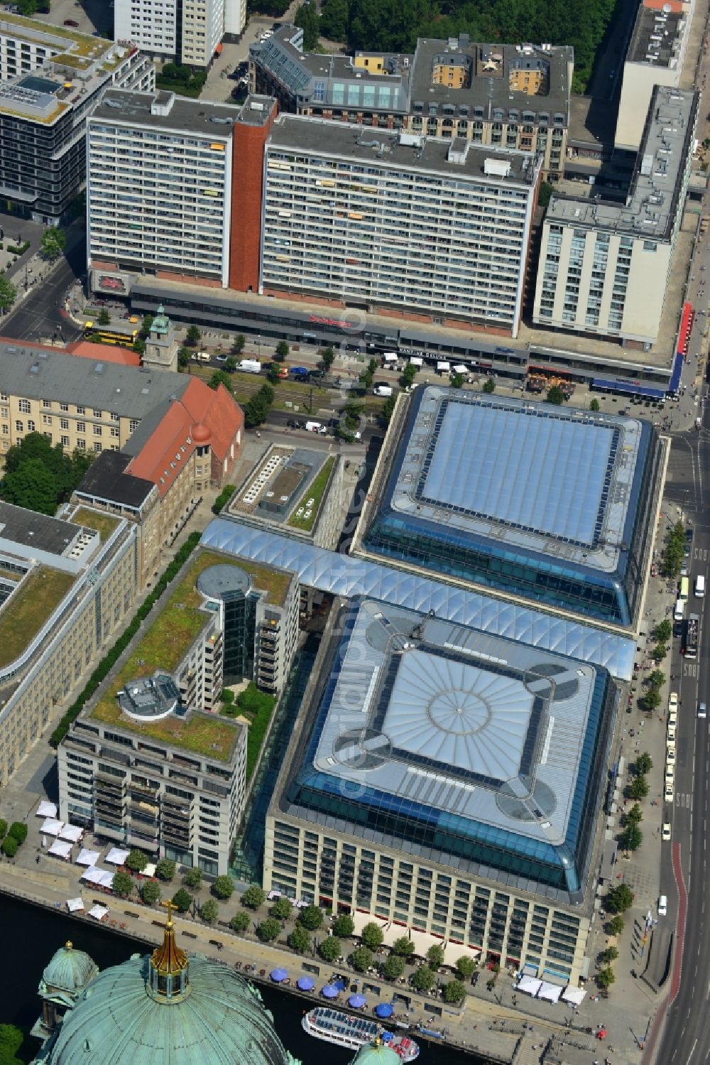 Berlin Mitte from above - Office, residential and commercial building ensemble City Quartier Berlin Domaquaree in the city center Mitte district of Berlin