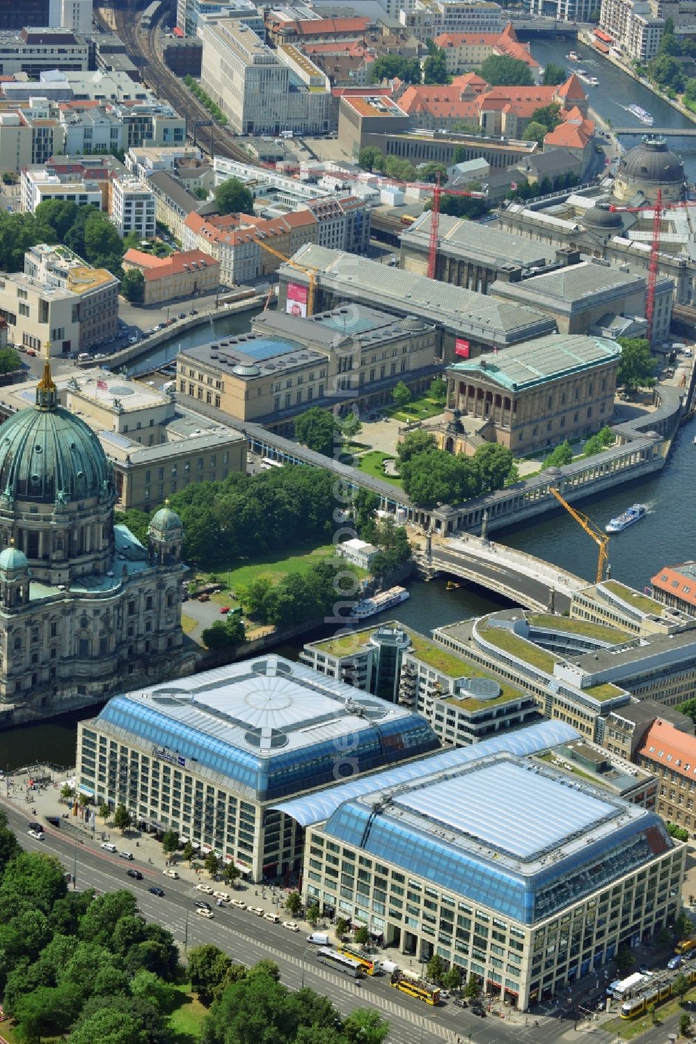 Berlin Mitte from above - Office, residential and commercial building ensemble City Quartier Berlin Domaquaree in the city center Mitte district of Berlin