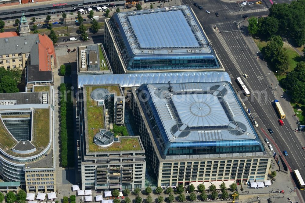 Aerial image Berlin Mitte - Office, residential and commercial building ensemble City Quartier Berlin Domaquaree in the city center Mitte district of Berlin