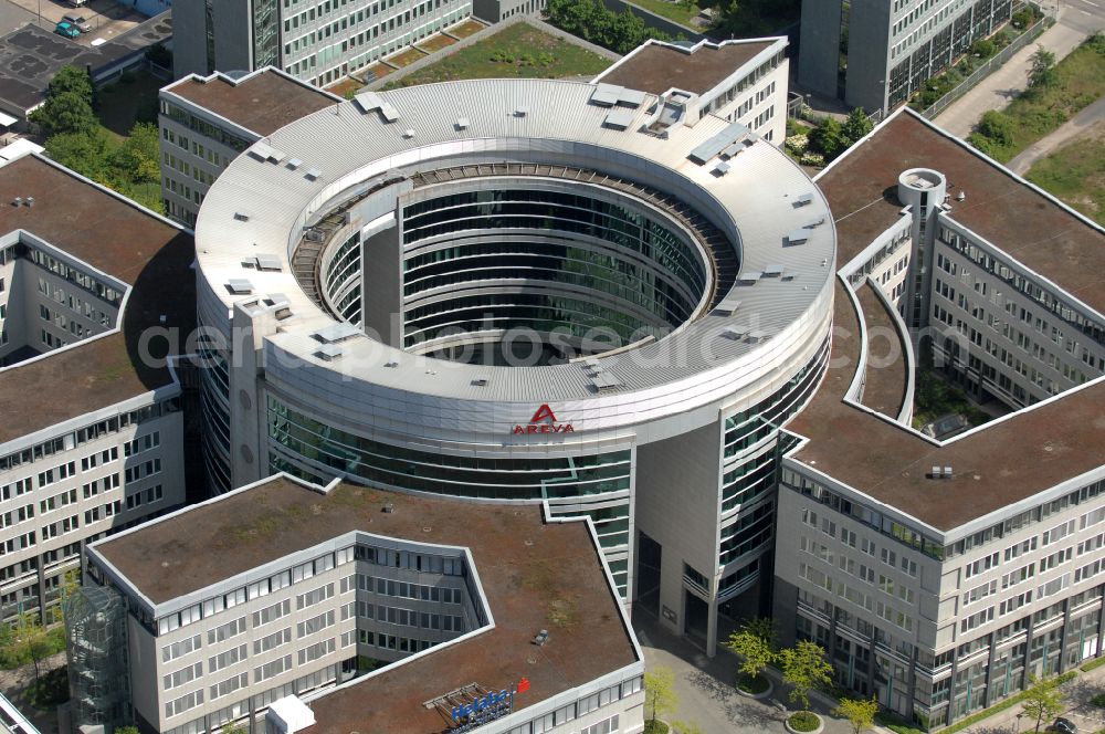 Aerial photograph Offenbach am Main - Office building Omega Haus on street Strahlenbergerstrasse in Offenbach am Main in the state Hesse, Germany