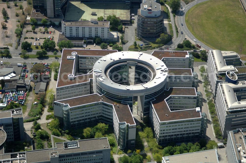 Offenbach am Main from above - Office building Omega Haus on street Strahlenbergerstrasse in Offenbach am Main in the state Hesse, Germany