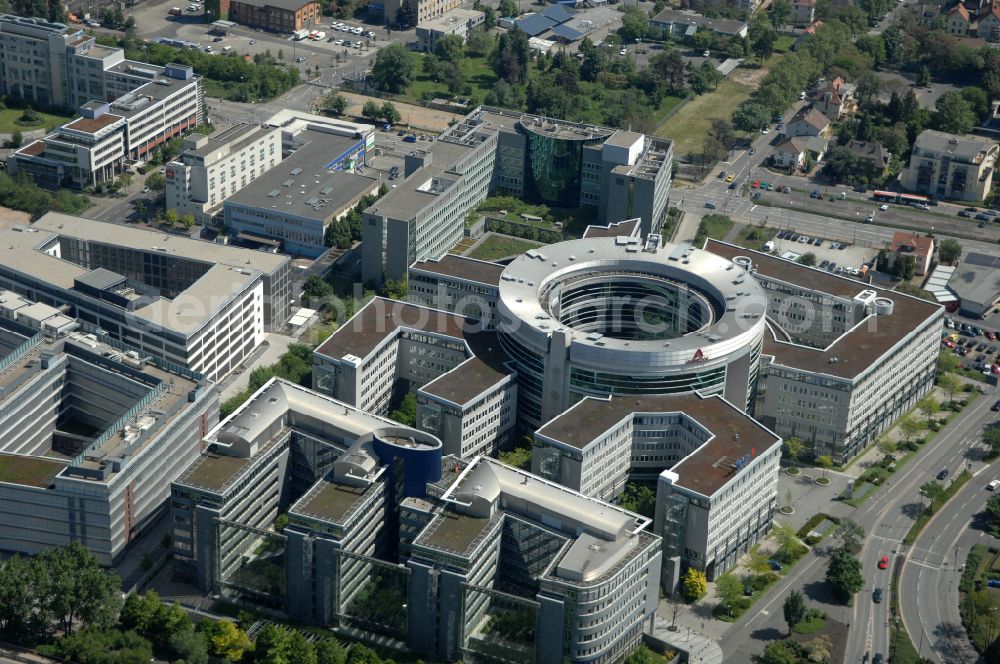 Aerial photograph Offenbach am Main - Office building Omega Haus on street Strahlenbergerstrasse in Offenbach am Main in the state Hesse, Germany