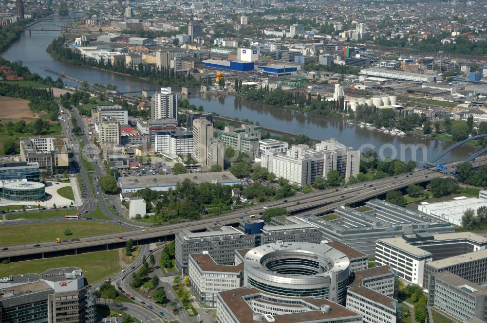 Offenbach am Main from above - Office building Omega Haus on street Strahlenbergerstrasse in Offenbach am Main in the state Hesse, Germany