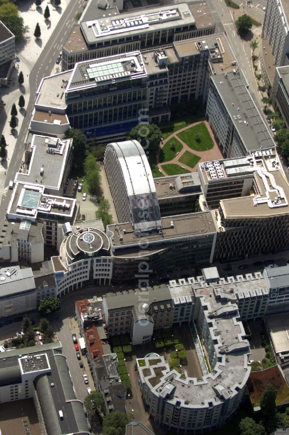 Hamburg from the bird's eye view: View of the ABC-arch, in the ABC-Strasse, the oldest street in the Hamburg Neustadt district. The semi-circular office building is the headquarters of Google Inc. in Germany