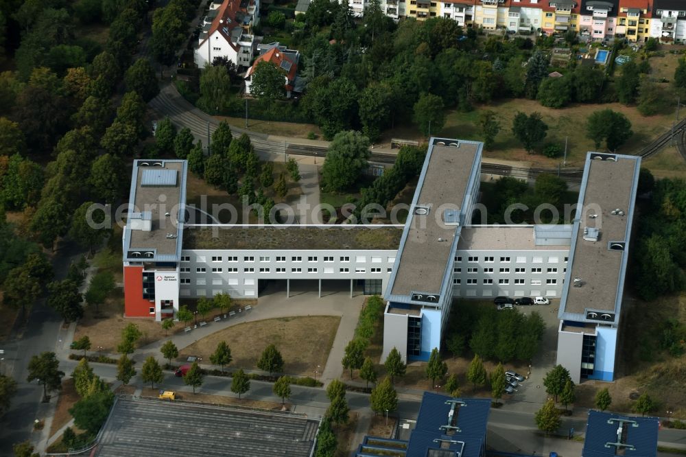 Erfurt from the bird's eye view: Office building of the employment agency and job center on Max-Reger-Strasse in Erfurt in the state of Thuringia