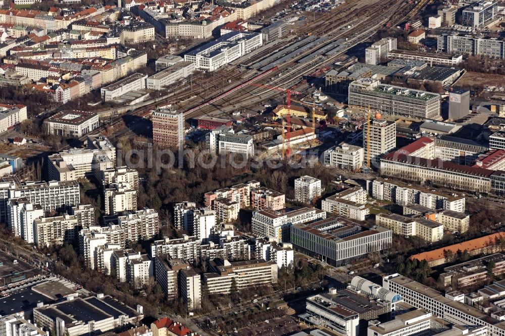 München from above - The office building at the Balanstrasse and St. Martin Strasse in Munich in the state Bavaria is home to TDK Epcos