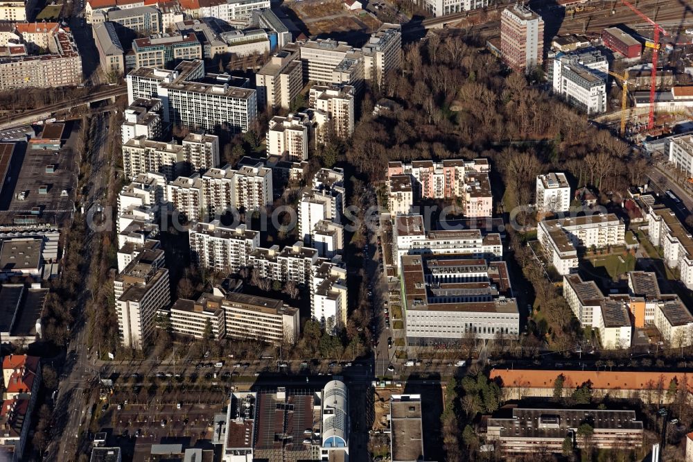 München from the bird's eye view: The office building at the Balanstrasse and St. Martin Strasse in Munich in the state Bavaria is home to TDK Epcos