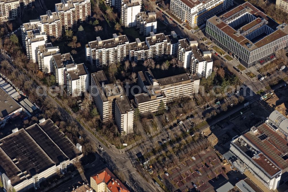 Aerial photograph München - The office building at the Balanstrasse and St. Martin Strasse in Munich in the state Bavaria is home to TDK Epcos