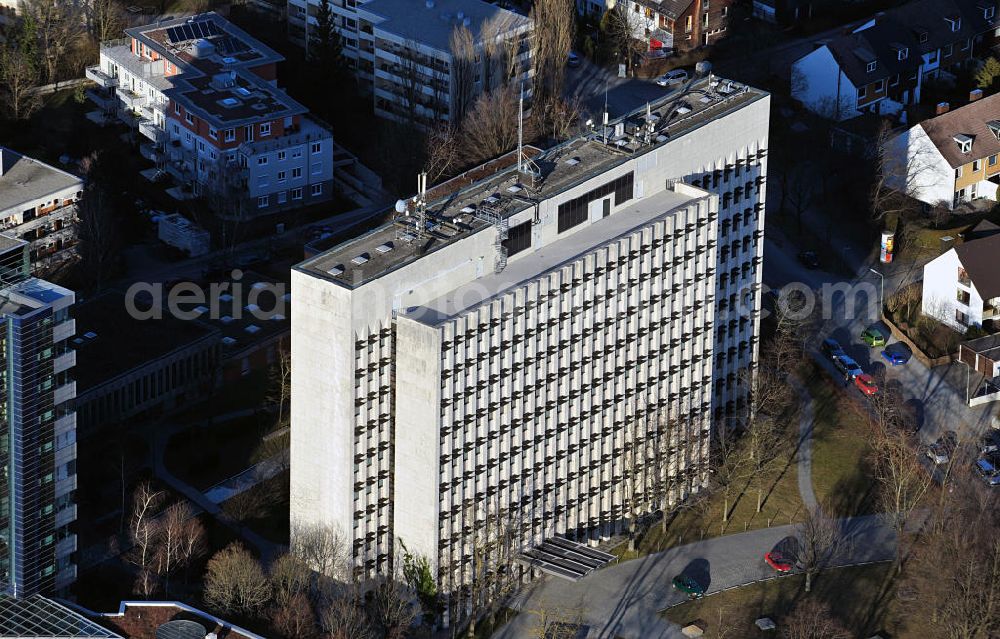 München from above - View of the office building of the BG Bau in Munich