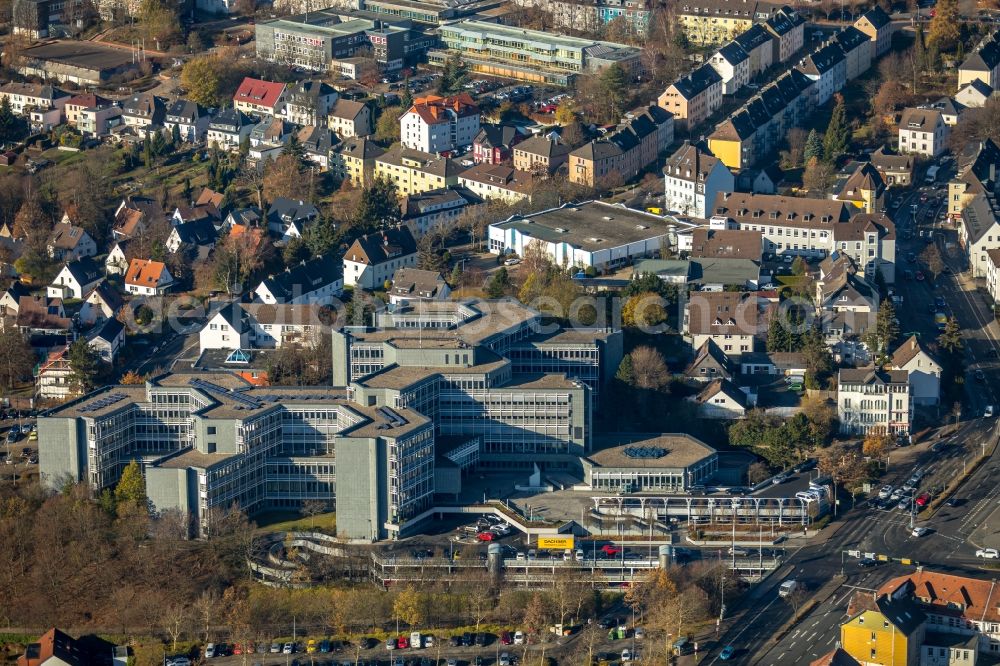 Lüdenscheid from the bird's eye view: Office building Buergerbuero (Strassenverkehrsamt) Maerkischer Kreis on Heedfelder Strasse in Luedenscheid in the state North Rhine-Westphalia, Germany