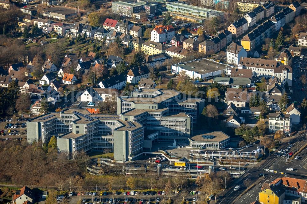 Aerial image Lüdenscheid - Office building Buergerbuero (Strassenverkehrsamt) Maerkischer Kreis on Heedfelder Strasse in Luedenscheid in the state North Rhine-Westphalia, Germany