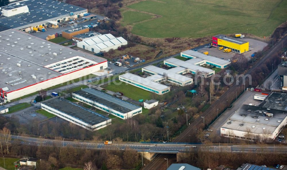 Witten from the bird's eye view: Office containers and buildings at the commercial area on Brauckstrasse in Witten in the state of North Rhine-Westphalia