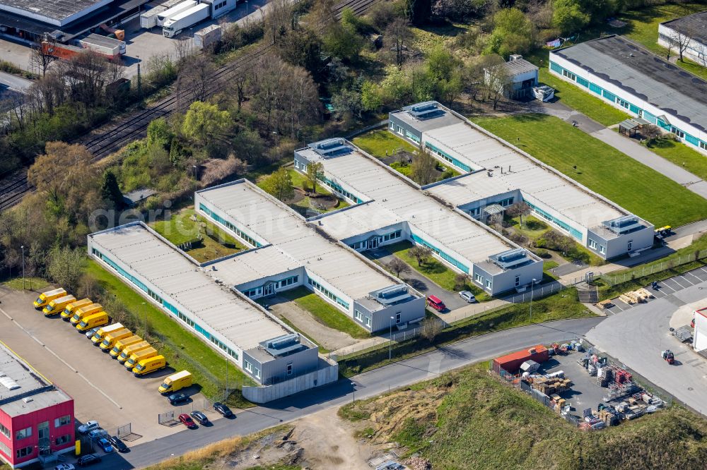 Witten from above - Office containers and buildings at the commercial area on Brauckstrasse in Witten in the state of North Rhine-Westphalia