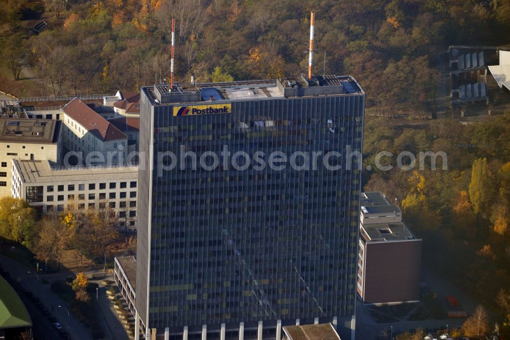 Aerial image Berlin OT Kreuzberg - View of the office building of the Deutsche Postbank AG in Berlin in the district Kreuzberg