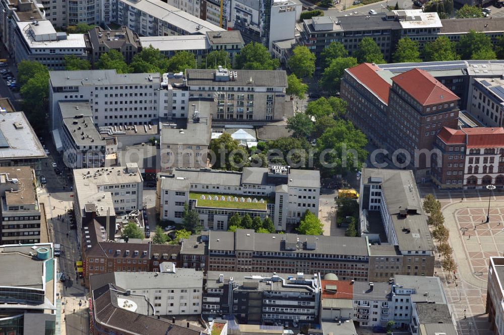 Dortmund from above - Bürogebäude an der Betenstraße Dortmund in Nordrhein-Westfalen / North Rhine-Westphalia. Ein Projekt der Unternehmensgruppe Markus Gerold. Mieter ist die Deutsche Bank AG.