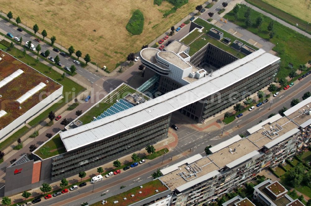 Aerial image Dresden - Office building of the company SV Sachsen at the street An der Flutrinnes in Dresden-Mickten in Saxony