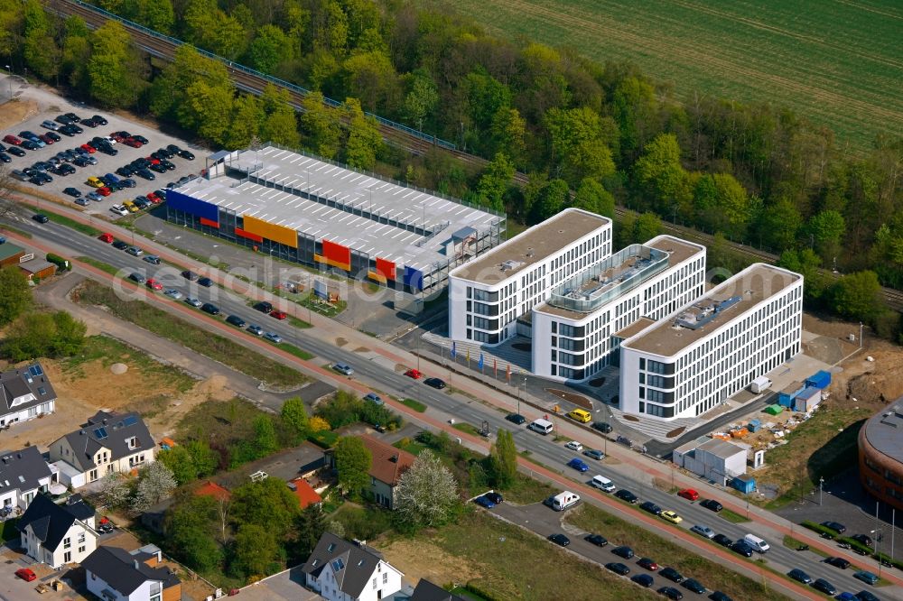 Duisburg from above - View of office buildings in Duisburg in the state of North Rhine-Westphalia