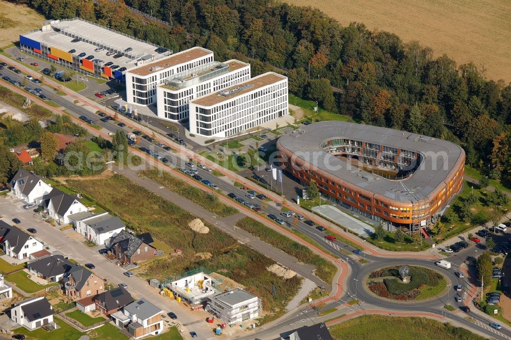 Aerial photograph Duisburg - View of office buildings in Duisburg in the state of North Rhine-Westphalia