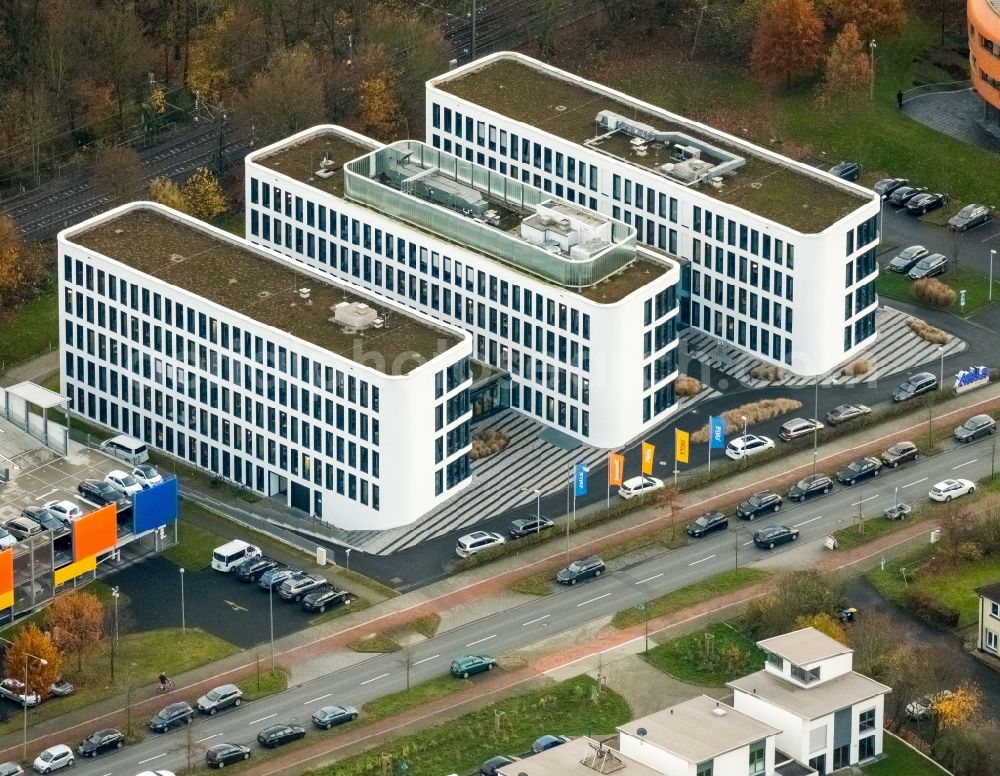 Duisburg from above - View of office buildings in Duisburg in the state of North Rhine-Westphalia