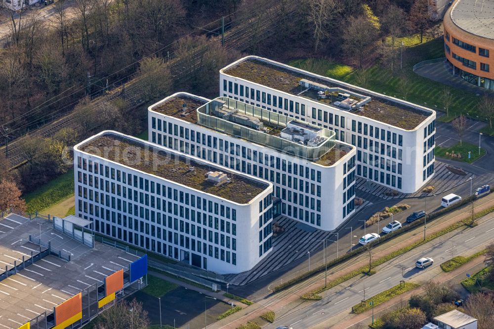 Duisburg from above - View of office buildings in Duisburg in the state of North Rhine-Westphalia