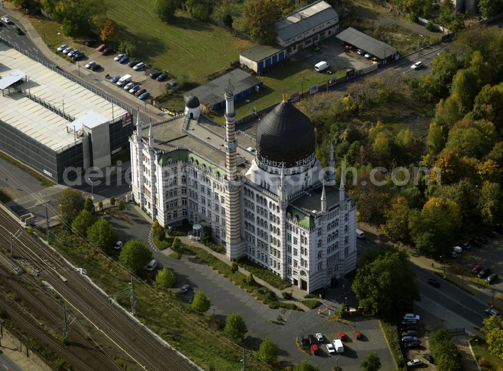 Dresden from the bird's eye view: Office building in the former cigarette factory in Dresden Yenidze