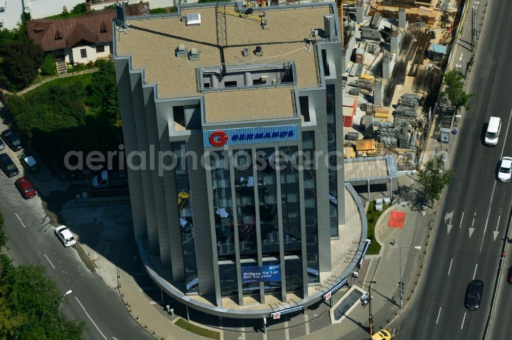 Aerial image Bukarest - Office building of Germanos Administration at Soseaua Bucuresti-Ploiestiin in Bucharest in Romania