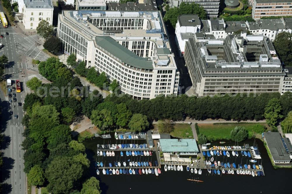 Aerial photograph Hamburg - Office and business building complex Alsterufer 1-3 in the city center of Hamburg. The premises include offices, shops and restaurants