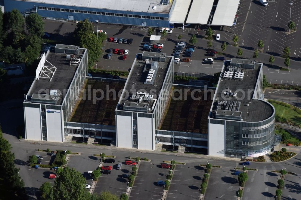 Dresden from the bird's eye view: Office building complex in the industrial and commercial area of Uebigau in the North of Dresden in the state of Saxony