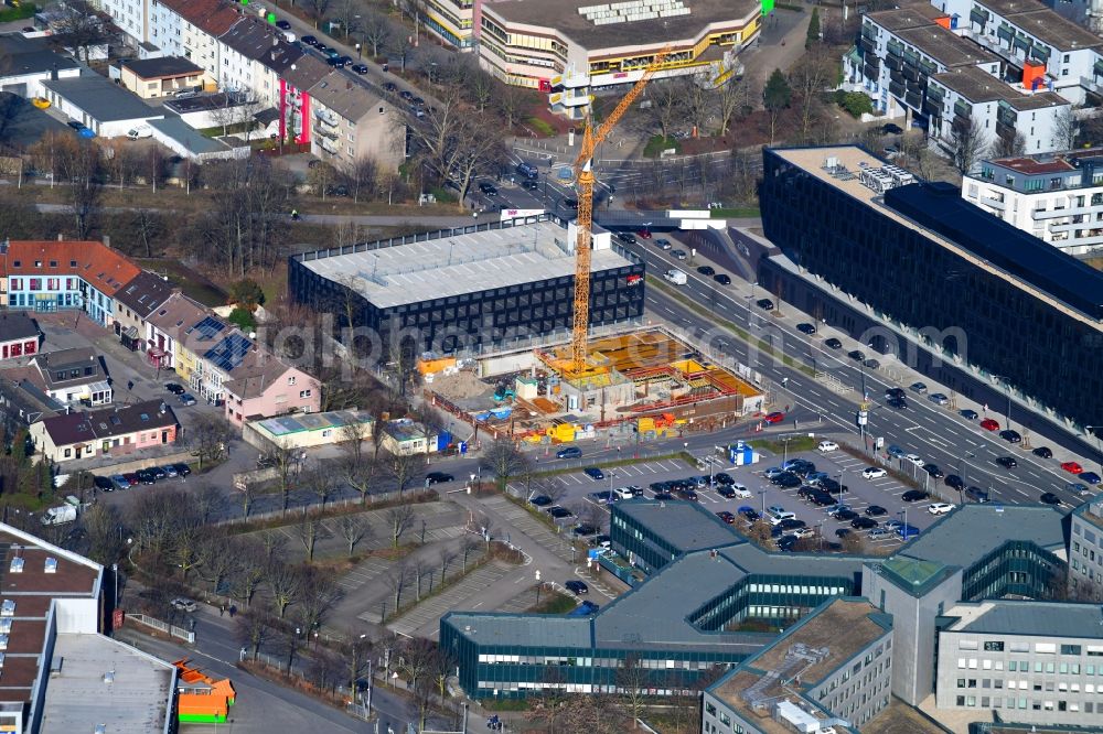 Essen from the bird's eye view: Office building of ADAC e.V. on Segerothstrasse in Essen in the state North Rhine-Westphalia, Germany