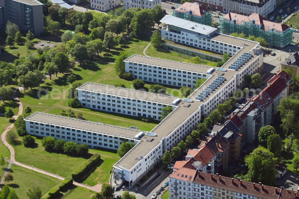 Aerial image Leipzig - Office building of Agentur fuer Arbeit Leipzig on Georg-Schumann-Strasse in Leipzig in the state Saxony, Germany