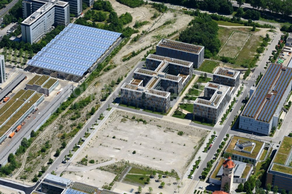 Aerial image München - Office building on Agnes-Pockels-Bogen in the district Moosach in Munich in the state Bavaria, Germany