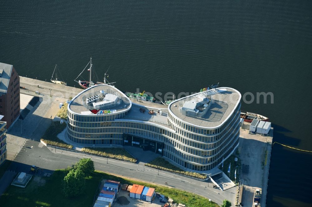 Rostock from above - Office building AIDA Cruises - German Branch of Costa Crociere S.p.A. in Rostock in the state Mecklenburg - Western Pomerania, Germany