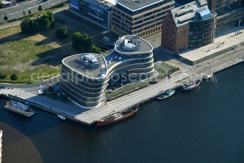 Rostock from above - Office building AIDA Cruises - German Branch of Costa Crociere S.p.A. in Rostock in the state Mecklenburg - Western Pomerania, Germany