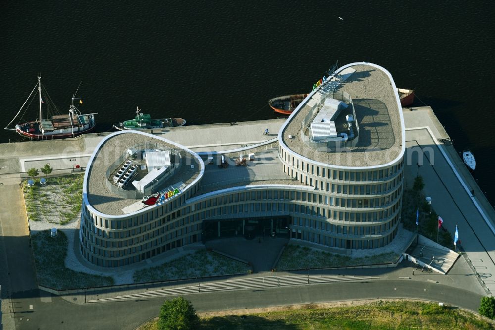 Rostock from above - Office building AIDA Cruises - German Branch of Costa Crociere S.p.A. in Rostock in the state Mecklenburg - Western Pomerania, Germany