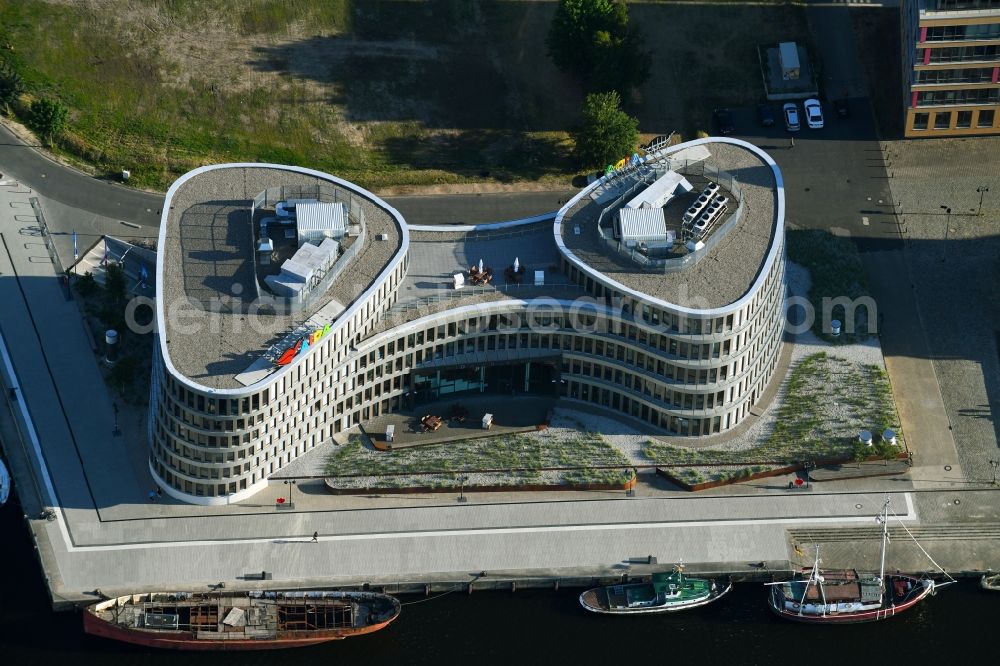 Rostock from above - Office building AIDA Cruises - German Branch of Costa Crociere S.p.A. in Rostock in the state Mecklenburg - Western Pomerania, Germany