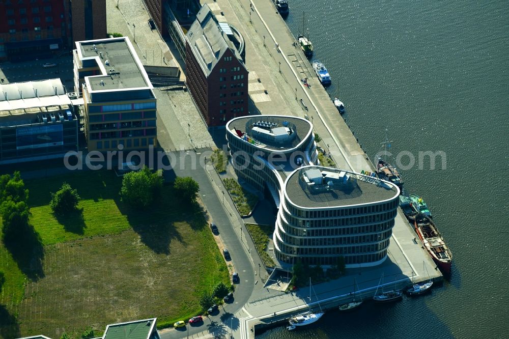 Rostock from the bird's eye view: Office building AIDA Cruises - German Branch of Costa Crociere S.p.A. in Rostock in the state Mecklenburg - Western Pomerania, Germany