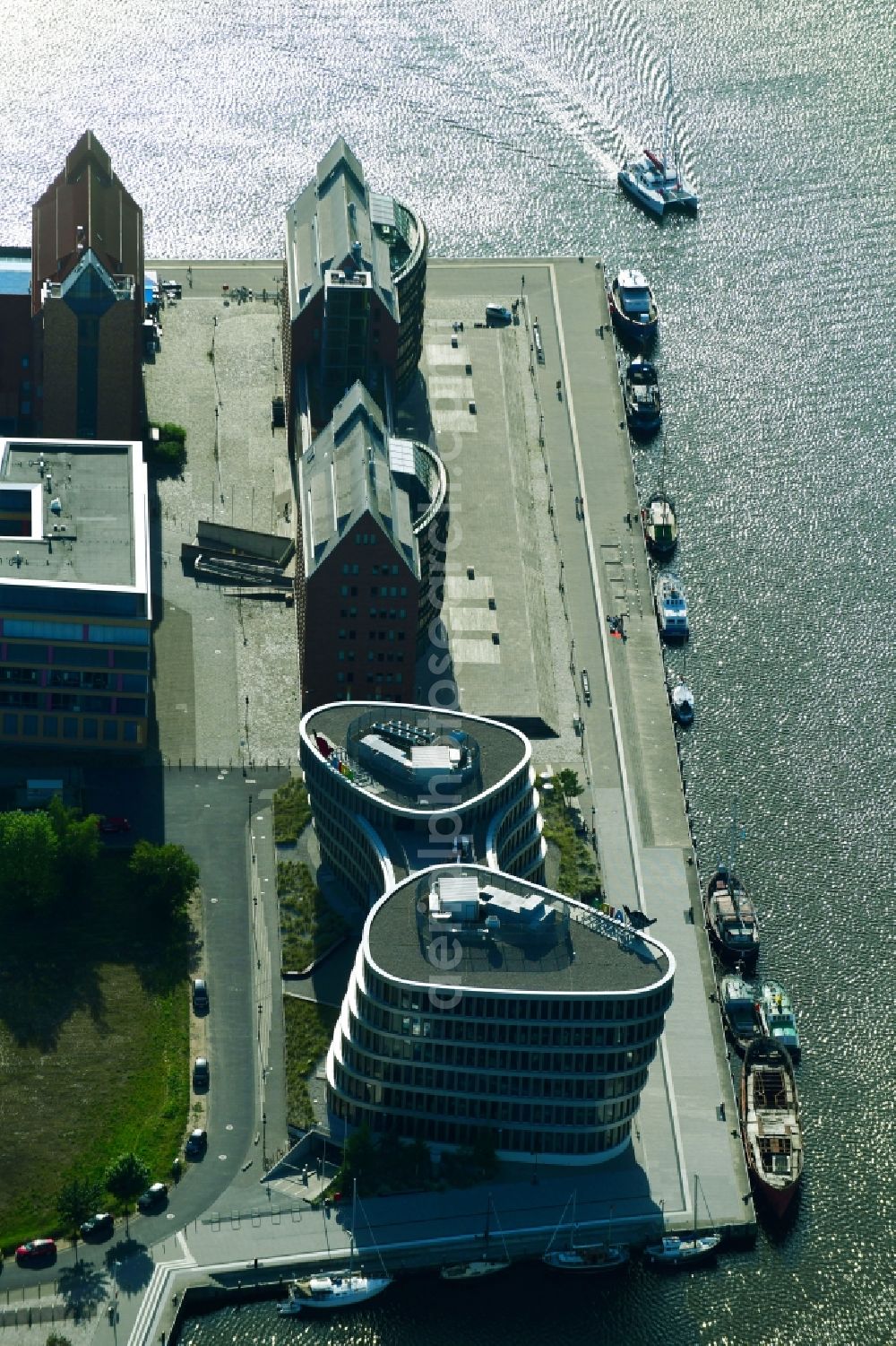 Aerial image Rostock - Office building AIDA Cruises - German Branch of Costa Crociere S.p.A. in Rostock in the state Mecklenburg - Western Pomerania, Germany