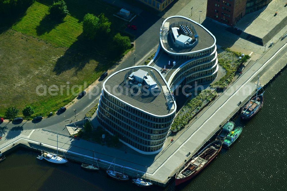 Rostock from above - Office building AIDA Cruises - German Branch of Costa Crociere S.p.A. in Rostock in the state Mecklenburg - Western Pomerania, Germany